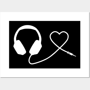 Headphones with heart design cute simple Posters and Art